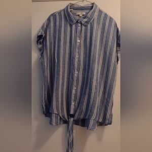 JACHS girlfriend New York linen blend top size large ptp 24"